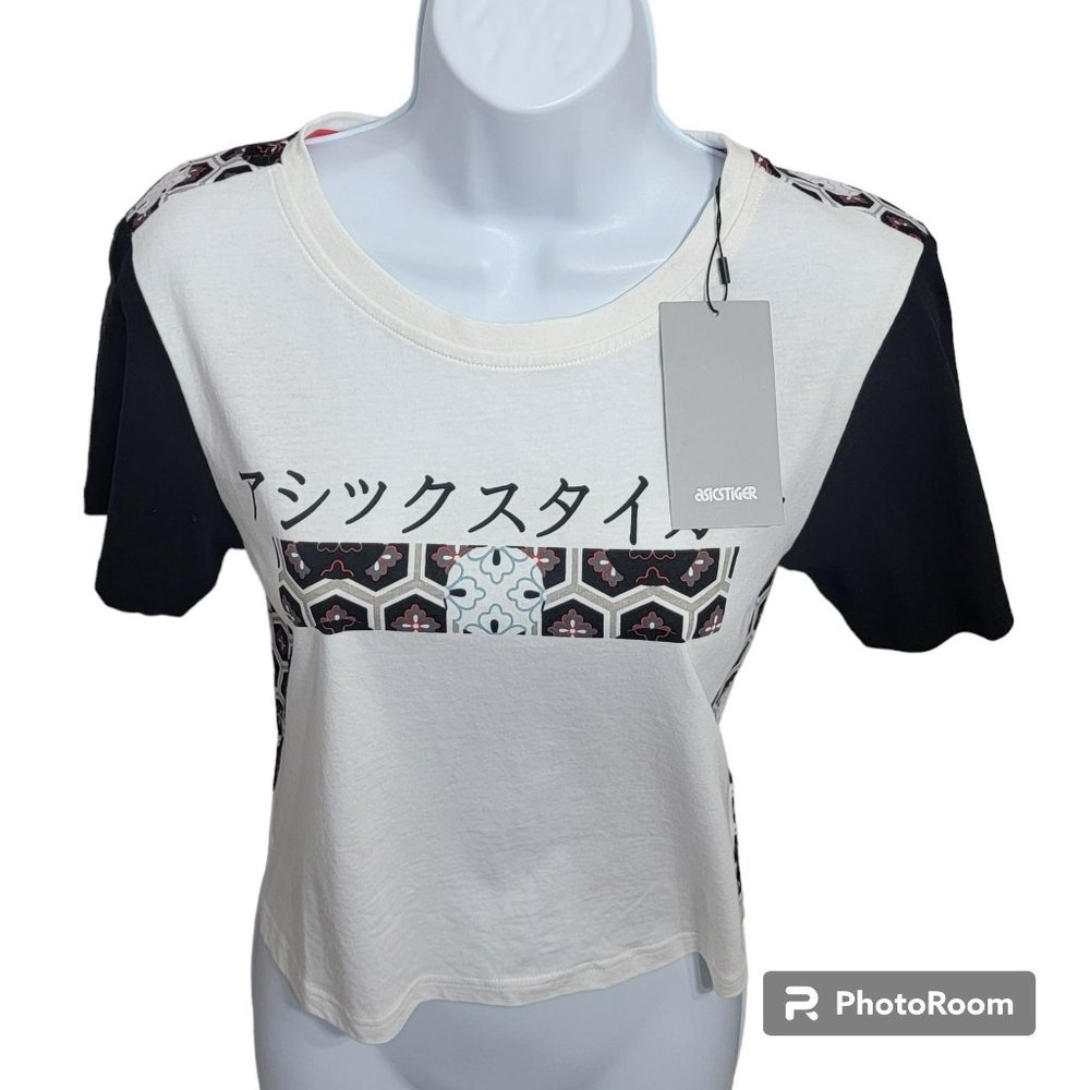 Asics Tiger Top, Women S, Graphic Tee, White/Red/Black, W Sumire Crop,  **NWT**